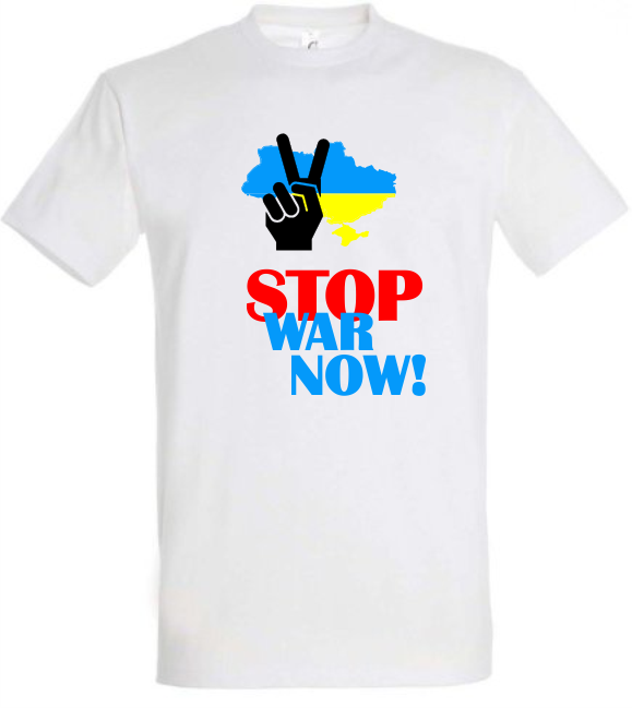 +++Damen T-Shirt Ukraine "Stop war now" victory sign